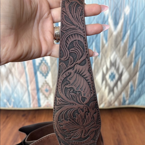 Wrangler Dark Brown Leather Fringe Shoulder Bag - Picture 4 of 4